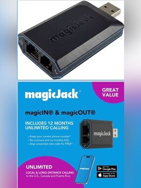 Magic black and blue VoIP Phone Adapter with magicIN & magicOUT